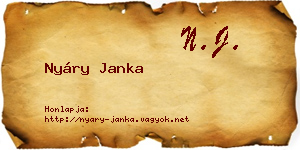Nyáry Janka névjegykártya